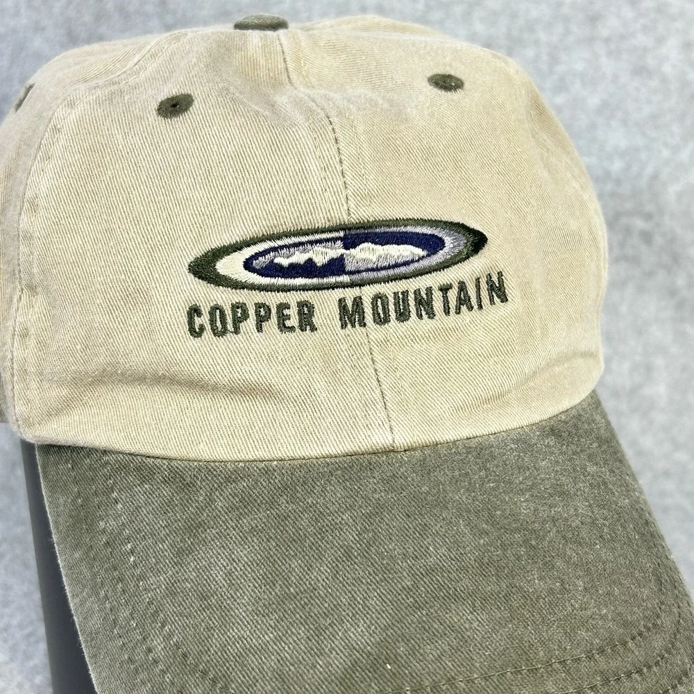 Copper Mountain Ski Resort Strapback Hat Cap Tan Olive Adjustable Cotton